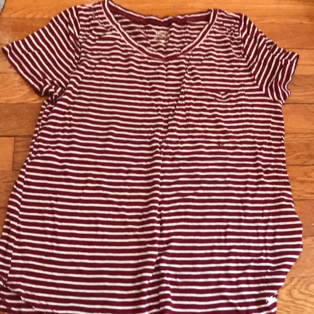 Hollister red and white striped tee
